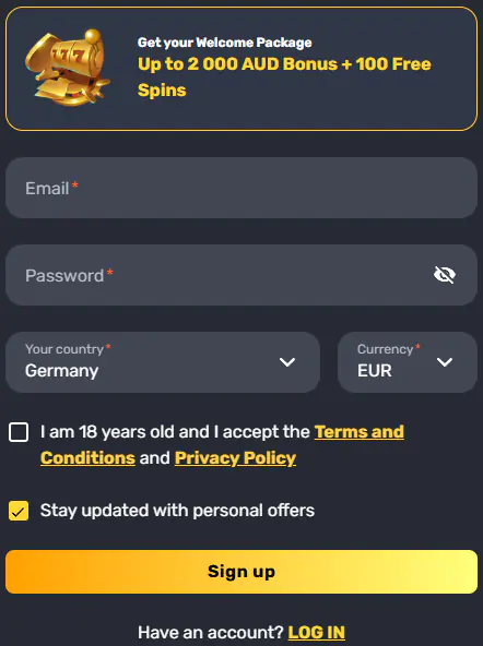Rocket Play Casino login process